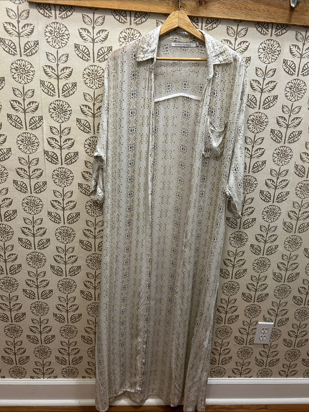 Light Cream Snake Print Maxi Shirt Dress/Duster/Cover-up